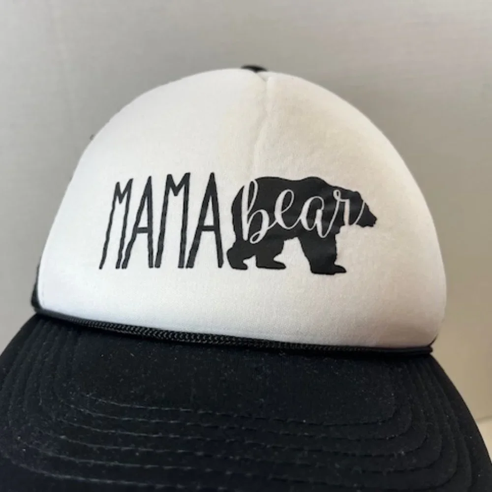 Mama Bear Mesh Black White Baseball Trucker Style Adjustable Hat Cap